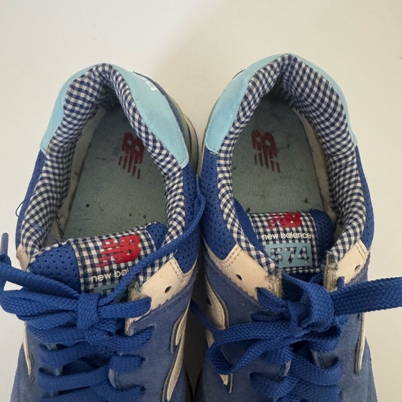 New Balance Blue and White Checkered Sneakers - Picture 2 of 8